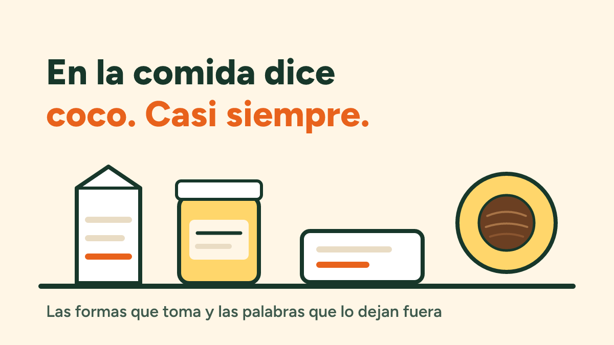 Alimentos que evitar con alergia al coco, y las palabras de la etiqueta que lo esconden
