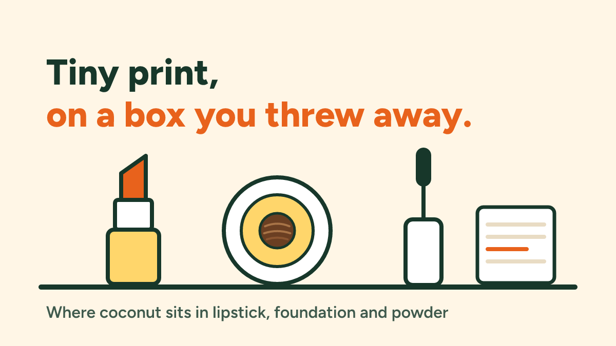 Makeup and coconut allergy: lipstick, foundation, mascara and powder