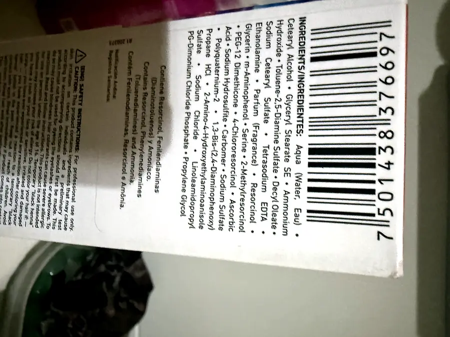 Fotografía de la lista de ingredientes de Tec Italy Designer Color permanent hair colour (90 ml)